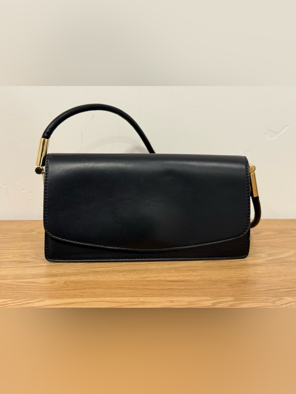 Classic Black Leather Top-Handle Women's Bag